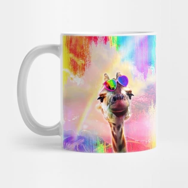 Rainbow Giraffe Wearing Love Heart Glasses by Random Galaxy